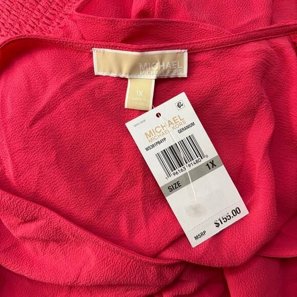 Michael Kors Plus Size Handkerchief Hem Dress 1X Geranium Pink NWT - Picture 4 of 5